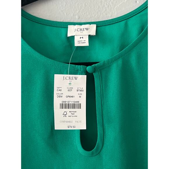 NWT J. Crew Green Women’s Top Blouse Long Sleeve Size M Business Casual Fall - Picture 3 of 4